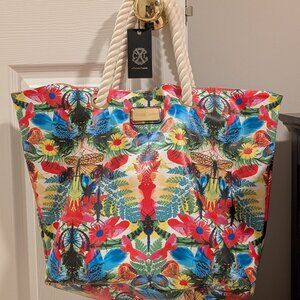 Christian Lacroix Amaryllis Tote Bag, Reversible, Rope Handles, NWT